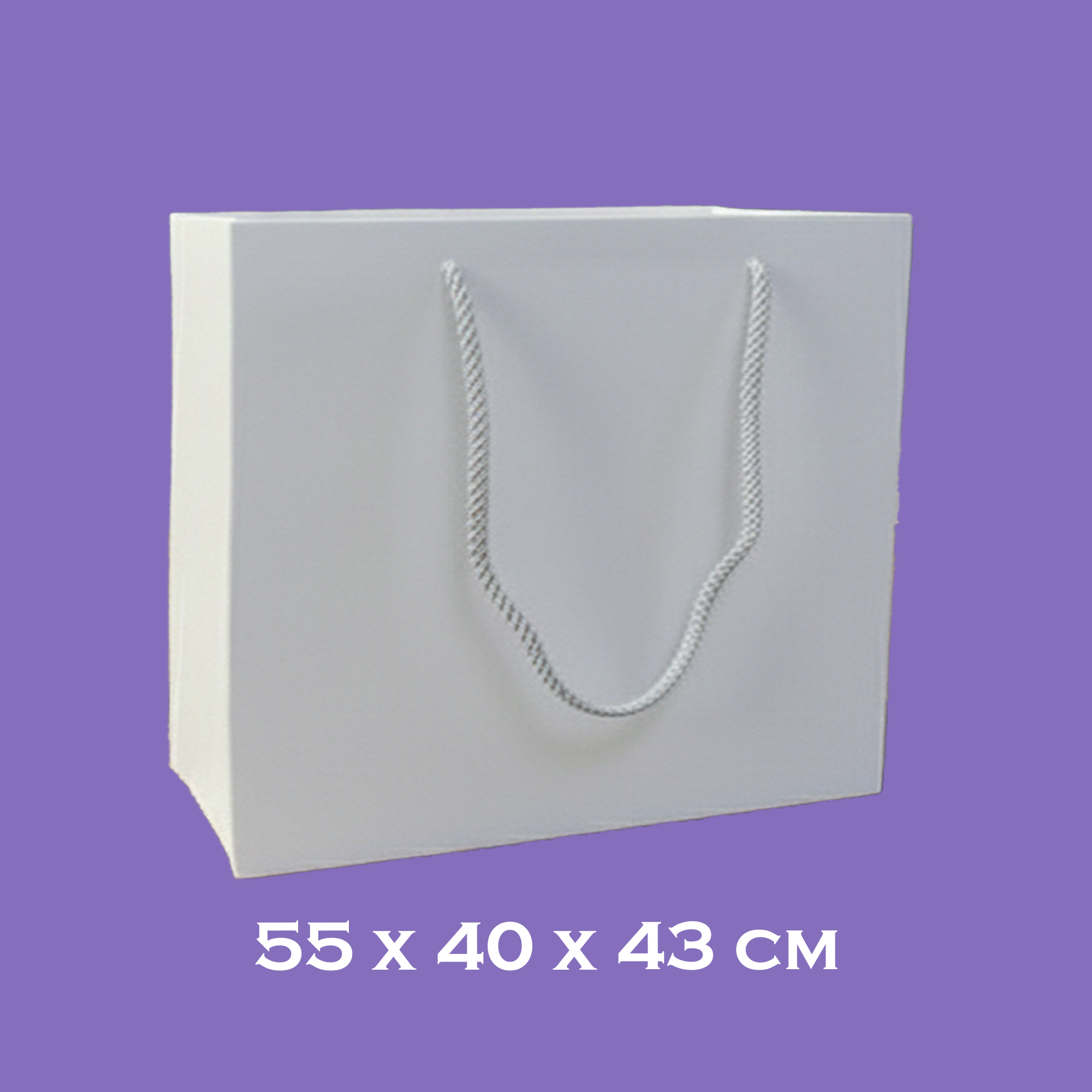 كيس هدايا كرتون فاخر أبيض – 55 × 40 × 43 سم