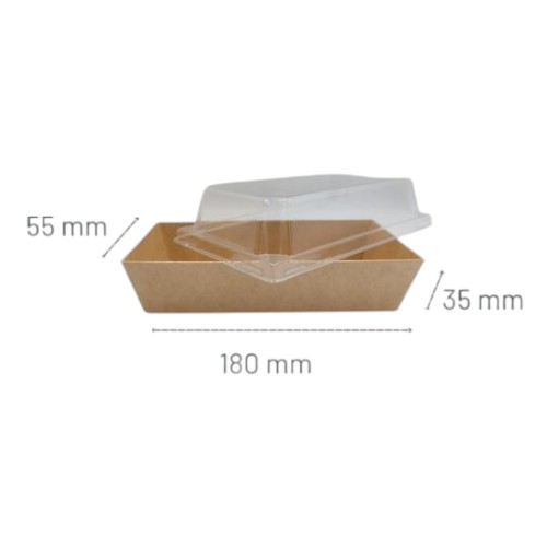 علبة سوشي ورق كرافت مع غطاء – 180 × 55 × 35 مم | عبوة 10 قطع