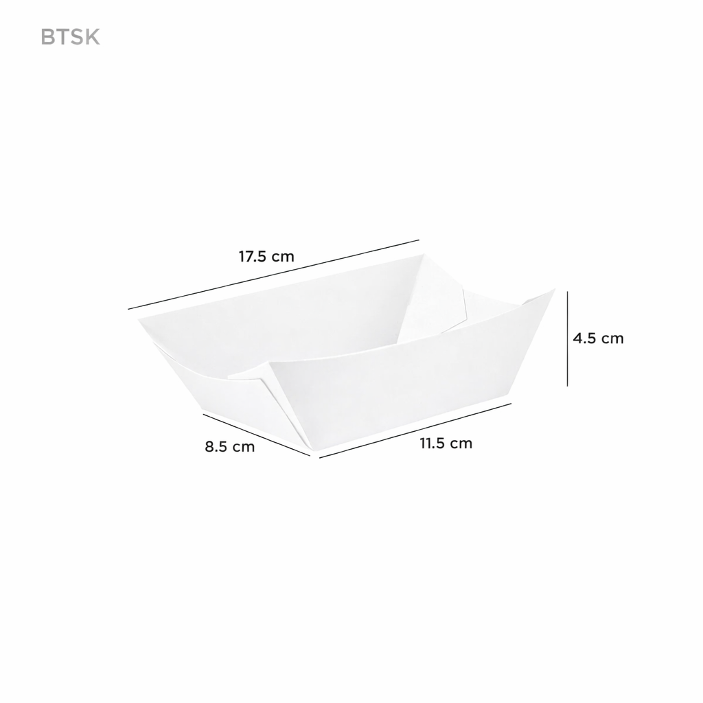 صواني تقديم ورق كرافت أبيض صغيرة – عبوة 25 قطعة