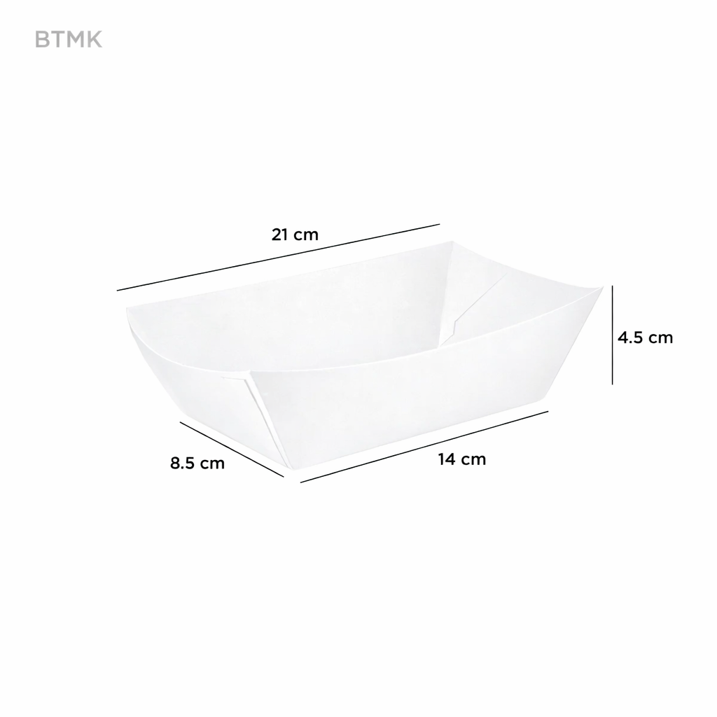 صواني تقديم ورق كرافت أبيض متوسطة – عبوة 25 قطعة