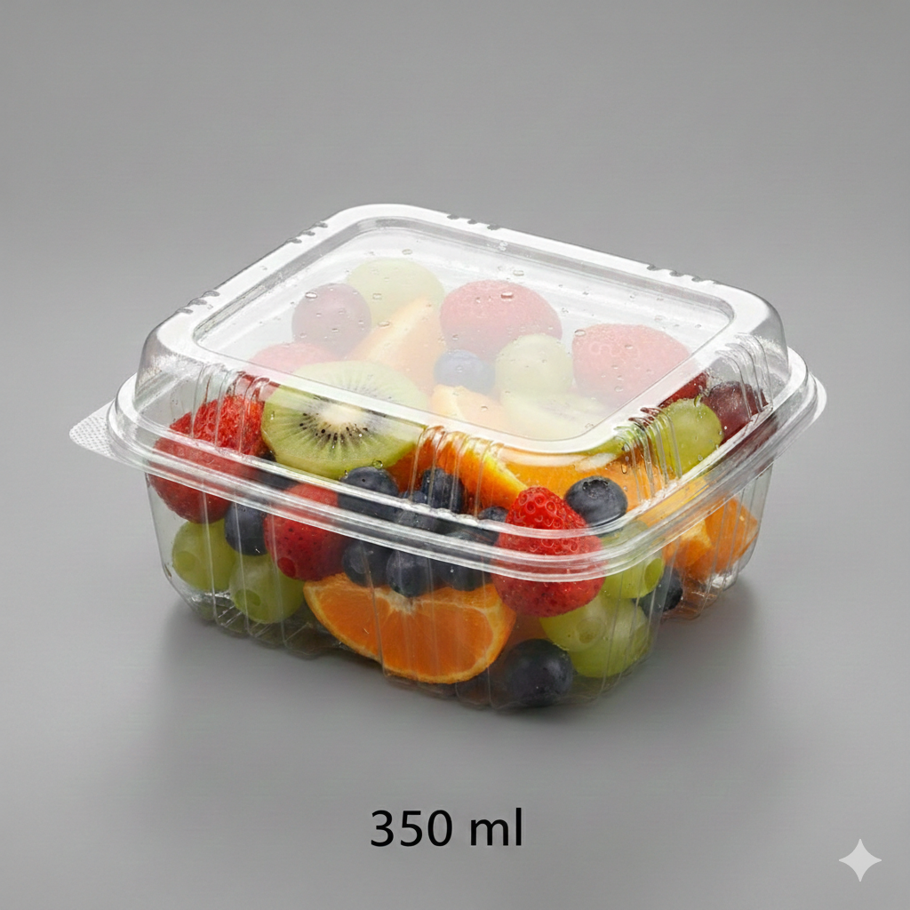 حاوية مستطيلة شفافة بغطاء مفصلي 12 أونصة (350 مل) – عبوة 10 قطع