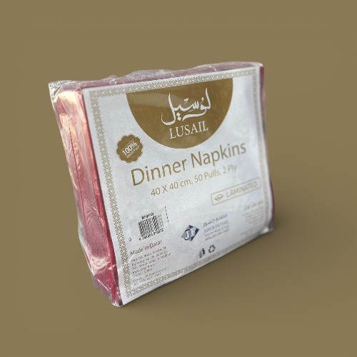 مناديل لوسيل لون خمري – 50 سحبة | طبقتين | 40 × 40 سم | 14 عبوة