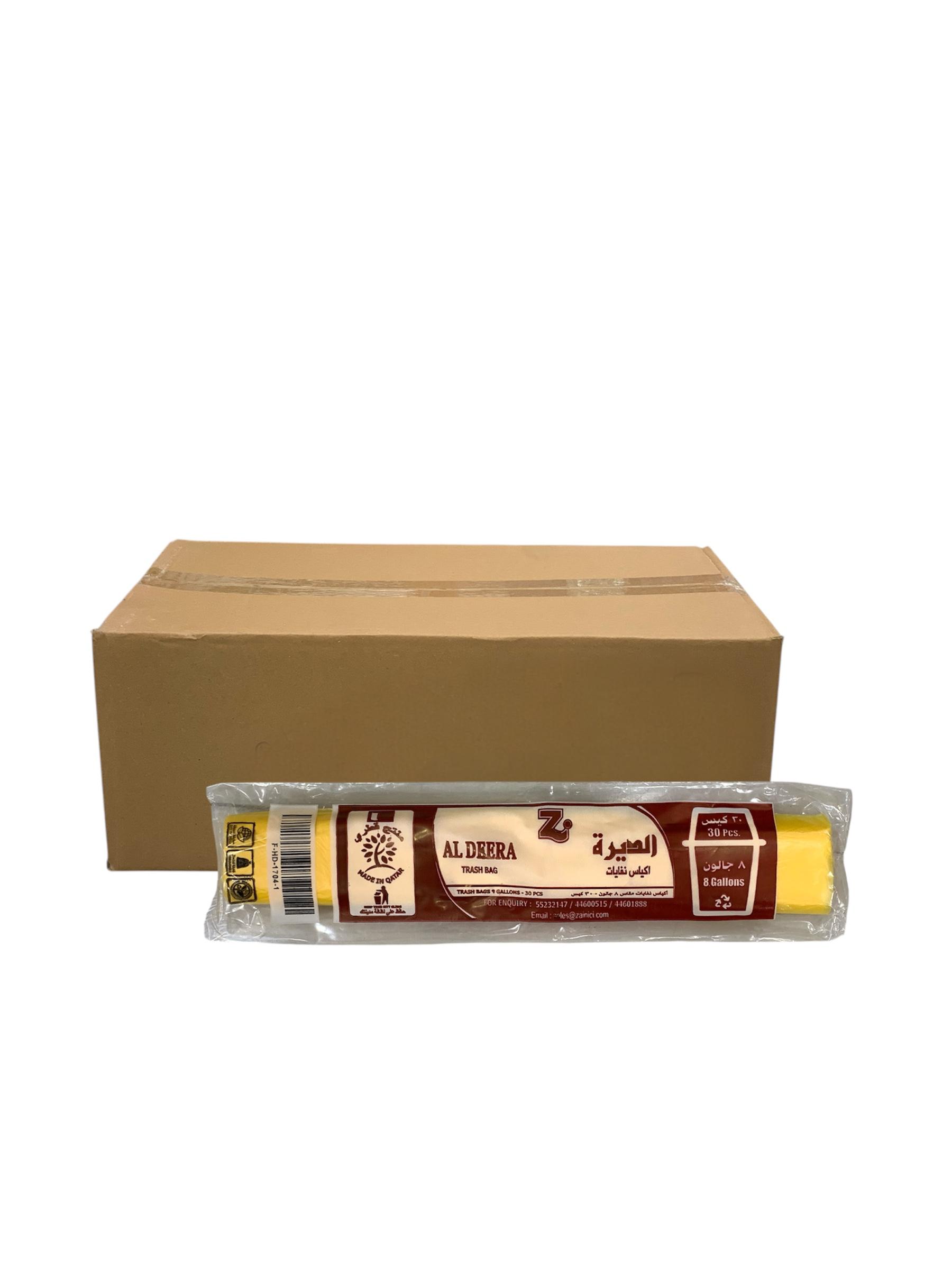 أكياس نفايات صفراء 8 جالون – 30 قطعة