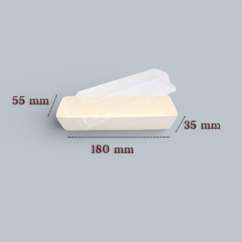 علبة سوشي ورق كرافت بيضاء مع غطاء – 180 × 55 × 35 مم | عبوة 10 قطع